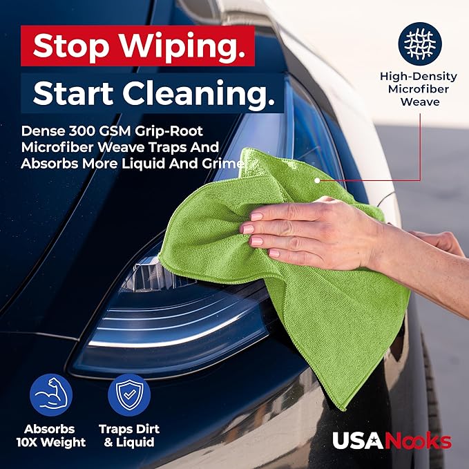 USANOOKS Microfiber Cleaning Cloth Light Green - Image 6