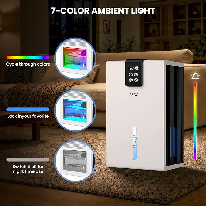 Dehumidifier, Dehumidifiers for Home, 98 OZ Water Tank, Quiet Dehumidifier for - Image 6