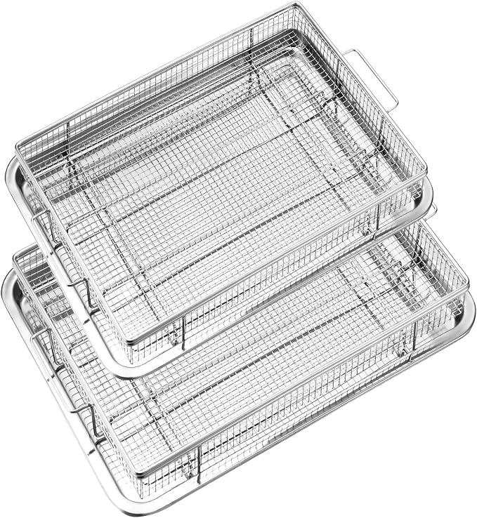 4PCS Air Fryer Basket for Oven, Nonstick Stainless Steel Baking Sheet by DONGULI