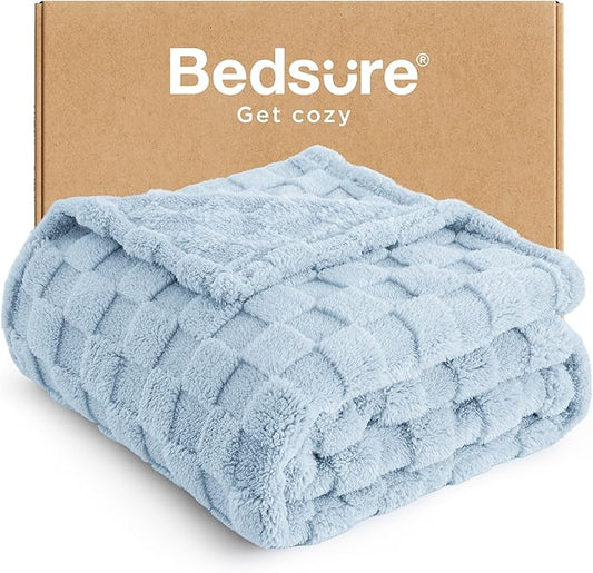 Bedsure GentleSoft Light Blue Throw Blanket for Couch - Super Soft Cozy Blankets Gifts for Kids Girls, Cute Small Fleece Throws for Bedroom Home Decor, 50x70 Inches