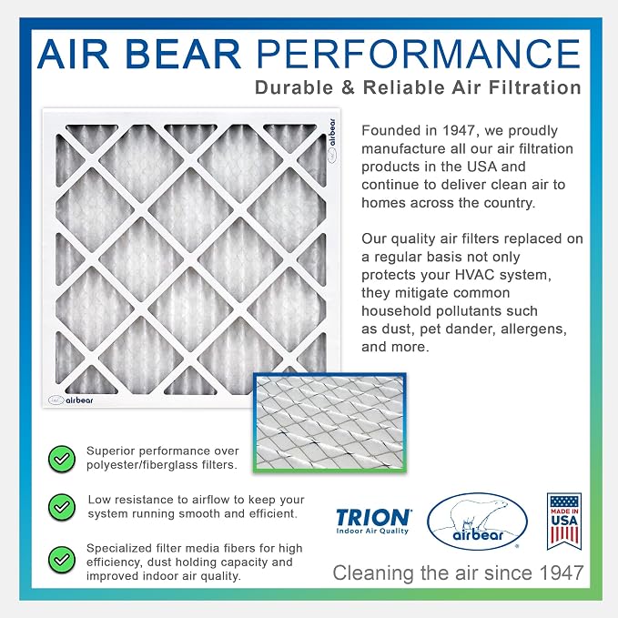 12x36x1 Air Filter MERV 8 TRION Air Bear Pleated HVAC Air Filter Replacement - Image 4