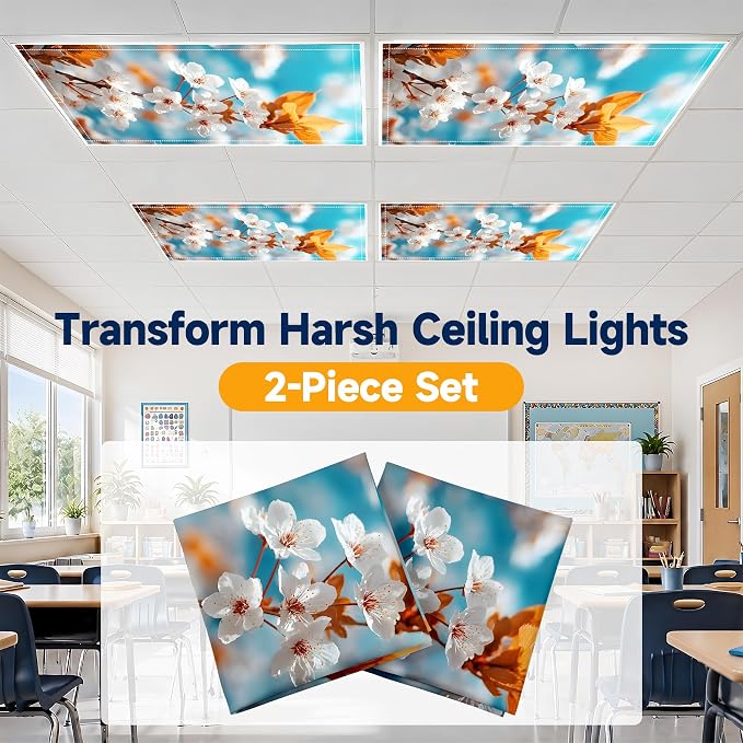2 Pack Autumn Leaf Blossom Decorative Ceiling Light Covers, Magnetic 4x2 Ft - Image 6