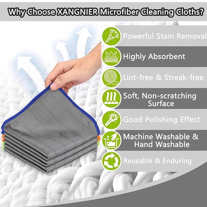 XANGNIER Microfiber Glass Cleaning Cloths, 3 Pack Streak Free Miracle Cleaning - Image 4
