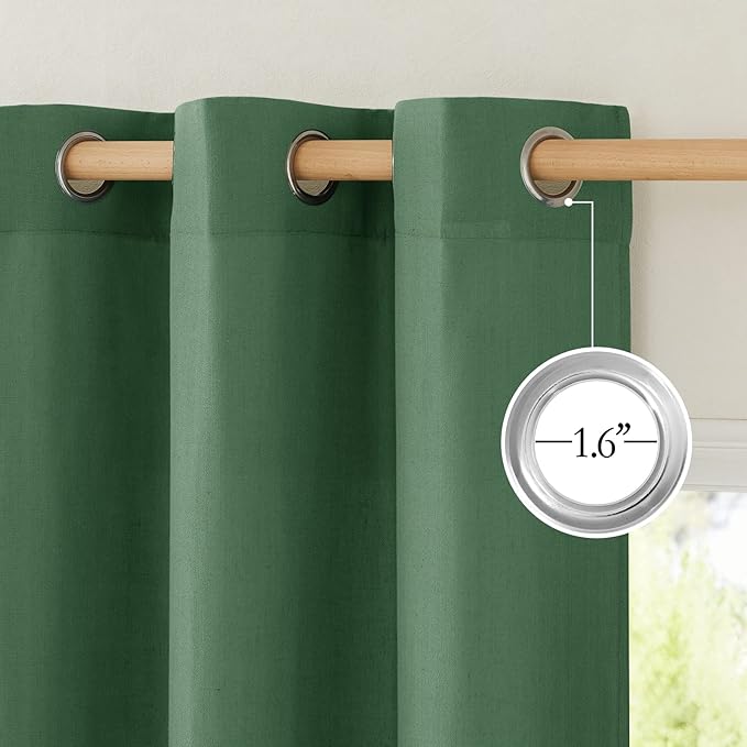 NICETOWN Linen Olive Green Window Curtains 84 inches Long, Grommet Thick Linen Blend Window Treatments Privacy Assured with Light Filtering for Bedroom/Living Room, W42 x L84