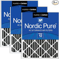 Nordic Pure 16x20x2 Furnace Air Filters MERV 12 Pleated Plus Carbon 3 Pack by NordicPure