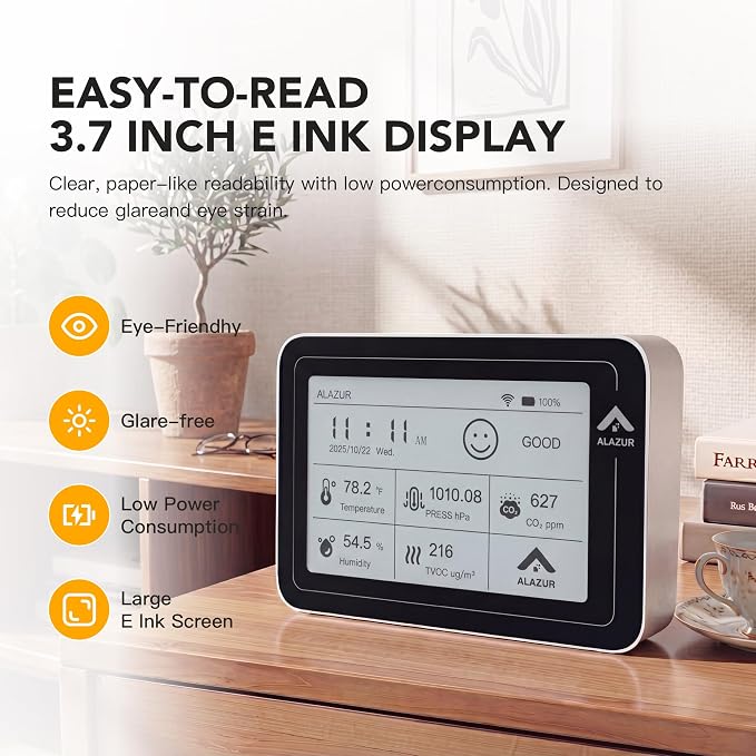 Smart WiFi Indoor Air Quality Monitor, Remote CO2, Temperature, TVOC & Air - Image 7