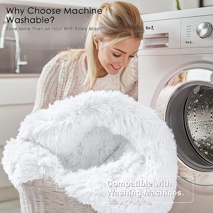 OLANLY 10x14 Machine Washable Large Area Rugs for Living Room, Bedroom, Soft Fluffy Shaggy Bedside Rug, Indoor Floor Carpet for Kids Girls and Boys, Dorms, Nursery, Home Decor Aesthetic, White