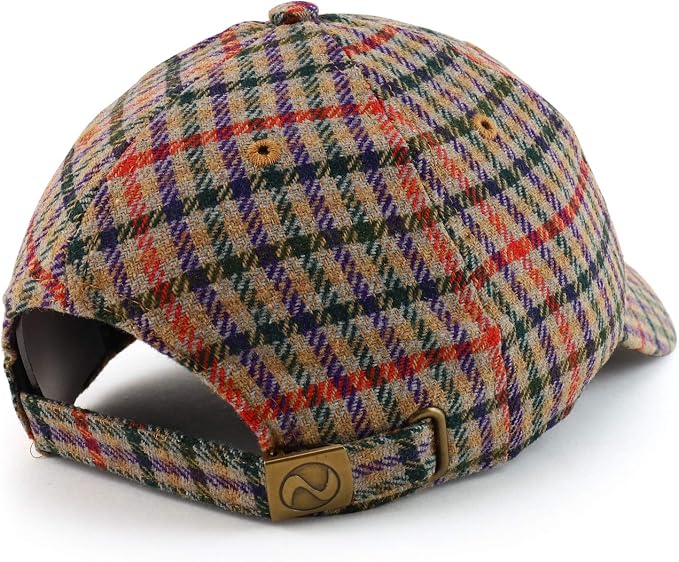 Trendy Apparel Shop Plaid Checker Wool Blend Unstructured Baseball Cap - Image 3