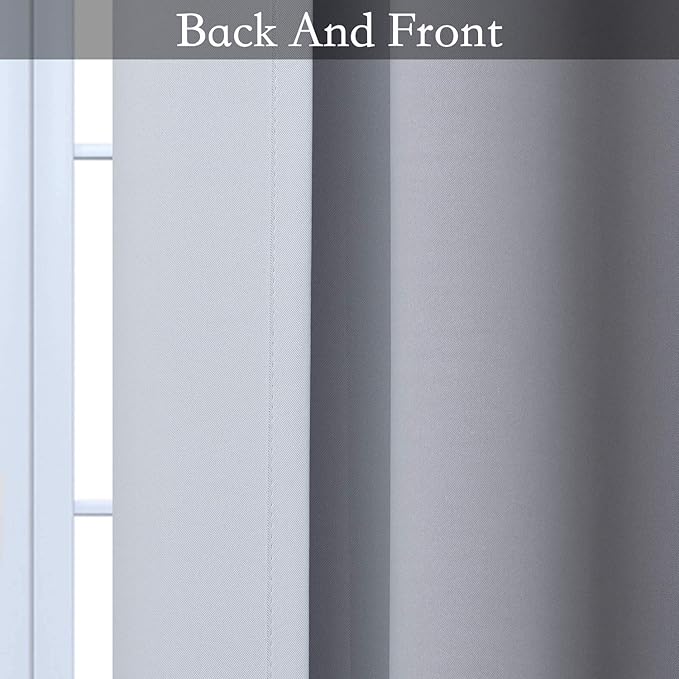 SimpleHome Ombre Room Darkening Curtains for Bedroom, Gradient Black to Gray White Light Blocking Thermal Insulated Grommet Window Curtains/Drapes for Living Room,2 Panels, 52x96 inches Length