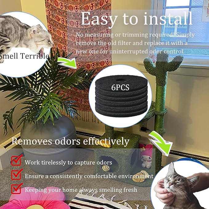 PurifyLogix Cat Litter Box Replacement Carbon Charcoal Filters Compatible - Image 2