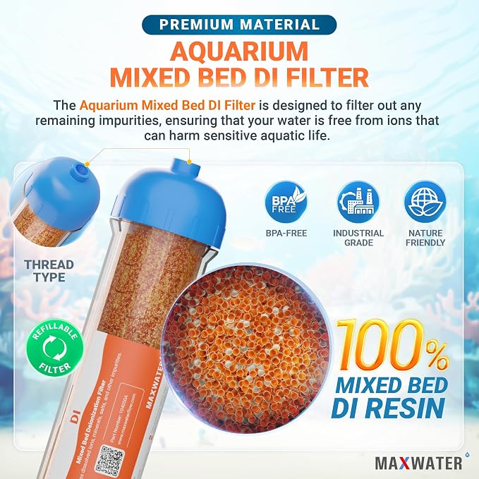 Mixed Bed Ion Exchange Aquarium Filter Resin 0 PPM RO DI Refillable Housing - Image 3