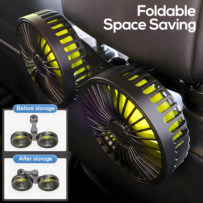 Dealswin Car Fan for Backseat kids, Dual Head USB Car Seat Fans, 360° Rotatable - Image 4