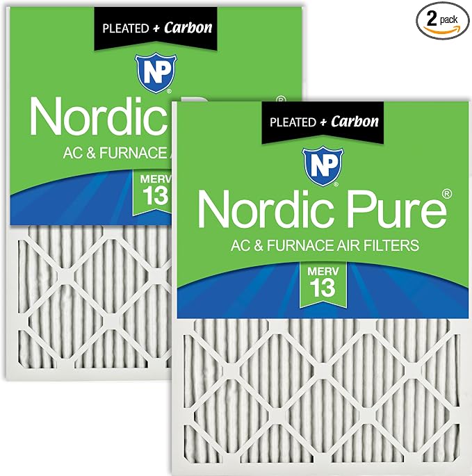 Nordic Pure 18x24x1 Pleated Air Filters MERV 13 Plus Carbon 2 Pack by NordicPure