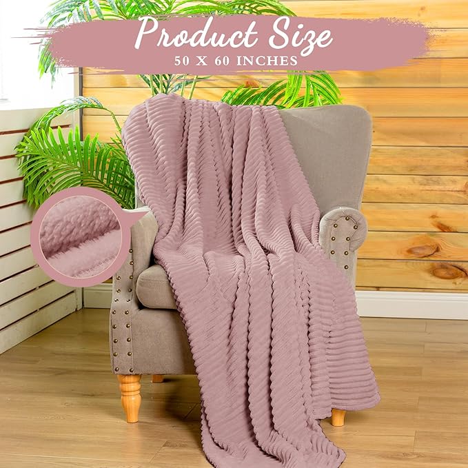 Buryeah 12 Pcs Flannel Throw Blanket Bulk 50 x 60 in Sleepover Blanket Outdoor Wedding Throw Lightweight, Oeko-tex Standard 100 Certified for Sofa Homeless Gifts (Rosewood Pink)