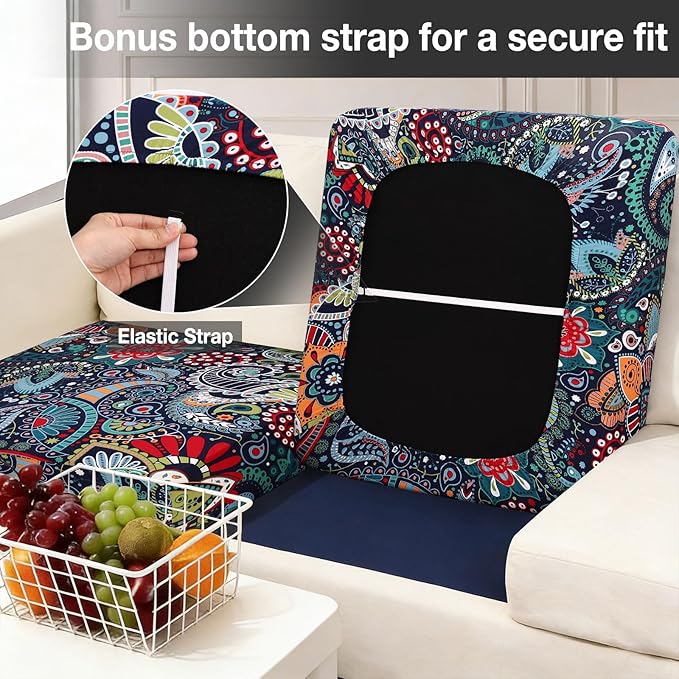 hyha 14Pcs Patio Cushion Covers, Stretch Outdoor Couch Cushion Covers Replacement, Washable Outdoor Chair/Sofa Slipcovers for Patio Furniture Cushions Protector with Elastic Bottom(Paisley,Cover Only)