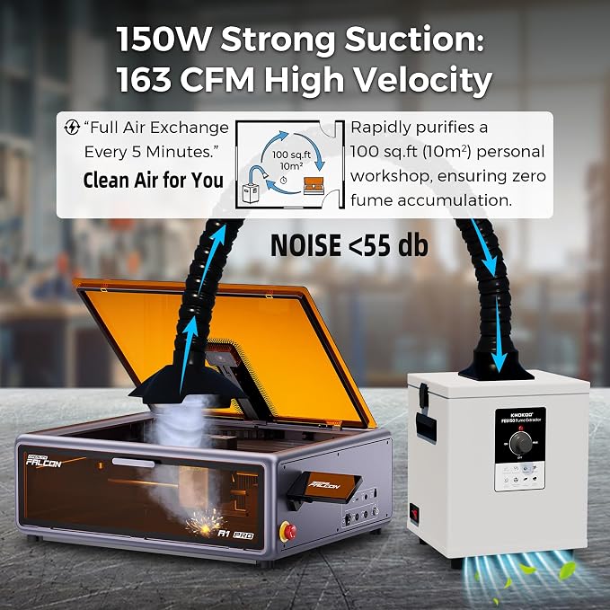 FES150 150W Solder Fume Extractor, 163 CFM Strong Suction 3D Printing Smoke - Image 4
