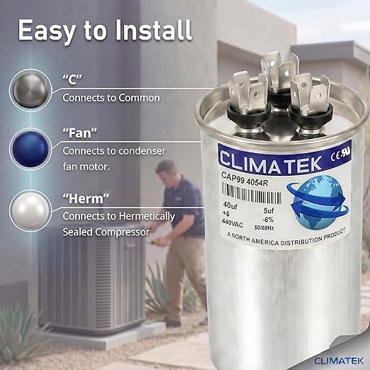 ClimaTek 15 + 5 MFD 370/440 Volt Dual Run Capacitor CAP99-1554R | 15/5 VAC | - Image 3