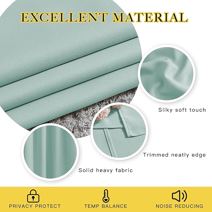 NICETOWN Aqua Blue Blackout Bedroom Curtains, Energy Saving Thermal Window Treatments Grommet Light Blocking Privacy Room Dividers for Living Room, 2 Panels, W66 x L102