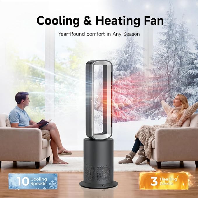 Xcity TP09Pro Bladeless Tower Fan, 3-in-1 Air Purifier, Space Heater & Cooling - Image 4