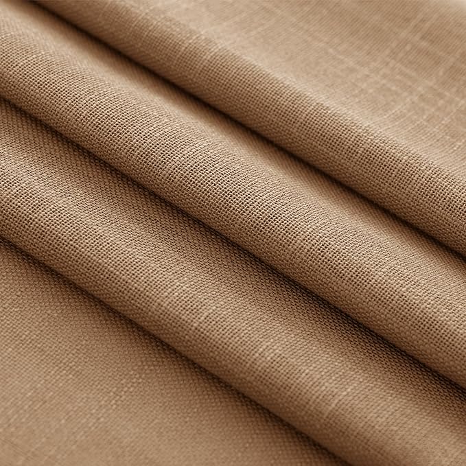 Brown Curtains for Living Room Back Tab Modern Farmhouse Semi Sheer Curtains 108 inches Long 2 Panels Set Muted Neutral Window Curtain for Dining Room Bedroom 52x108