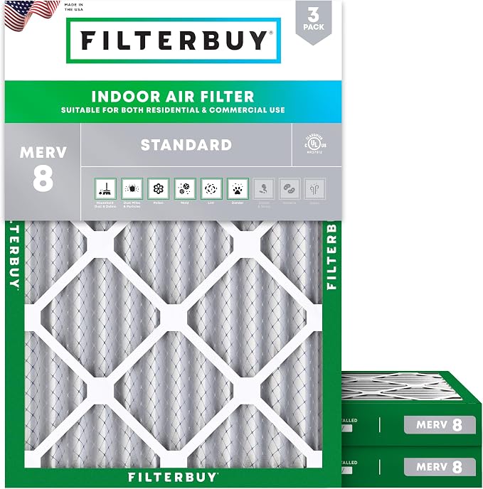 Filterbuy 29x30x2 Air Filter MERV 8 Essential Dust & Allergy Defense, by Filterbuy