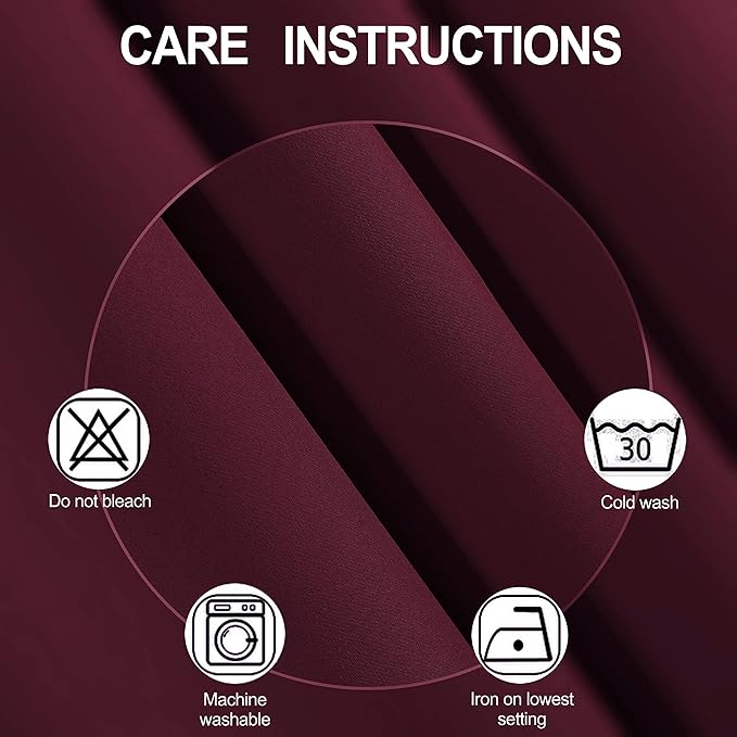 LEMOMO Burgundy Red Thermal Blackout Curtains/52 x 54 Inch/Set of 2 Panels Room Darkening Curtains for Bedroom