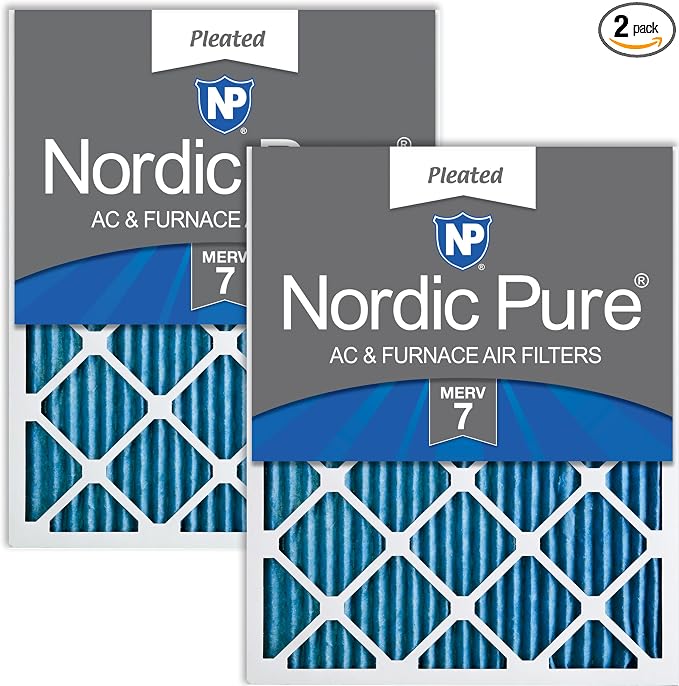 Nordic Pure 20x24x1 Pleated MERV 7 Air Filters 2 Pack by NordicPure