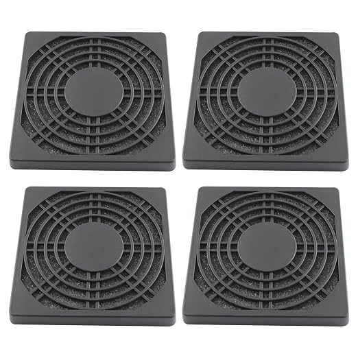 4 Pcs 90mm Black Square Plastic Cooling Fan Filter Cover, Dust Screen by Adyoney