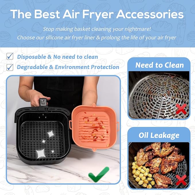 Silicone Air Fryer Liners Square - Image 2
