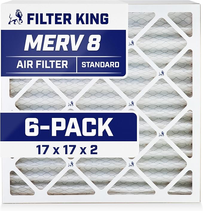 Filter King 17x17x2 Air Filter | 6-PACK | MERV 8 HVAC Pleated A/C Furnace by FilterKing