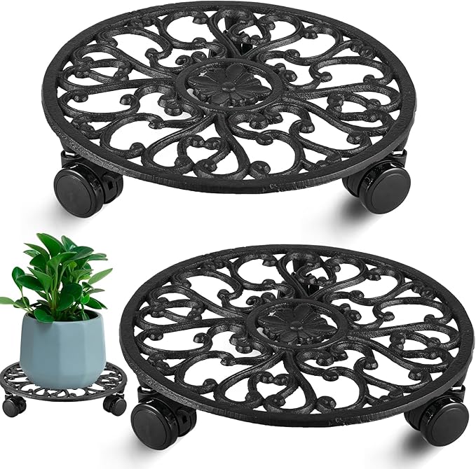 2 Packs 11 Inch Rolling Plant Stand by Planterhoma