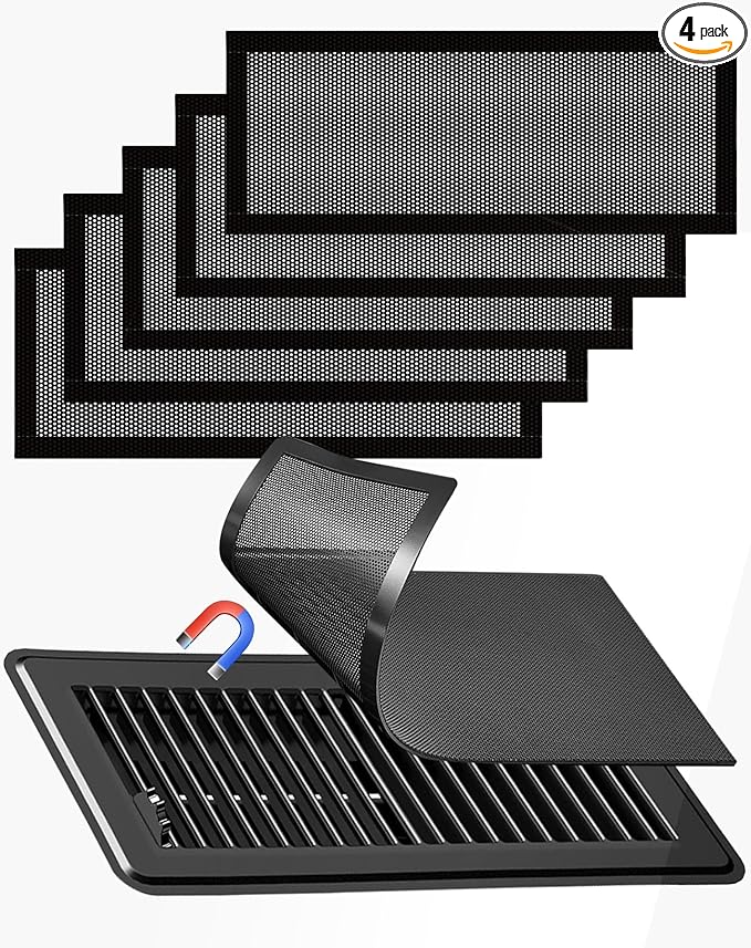 6-Pack Black Magnetic Vent Covers 4x10 Inch by Xiesaip