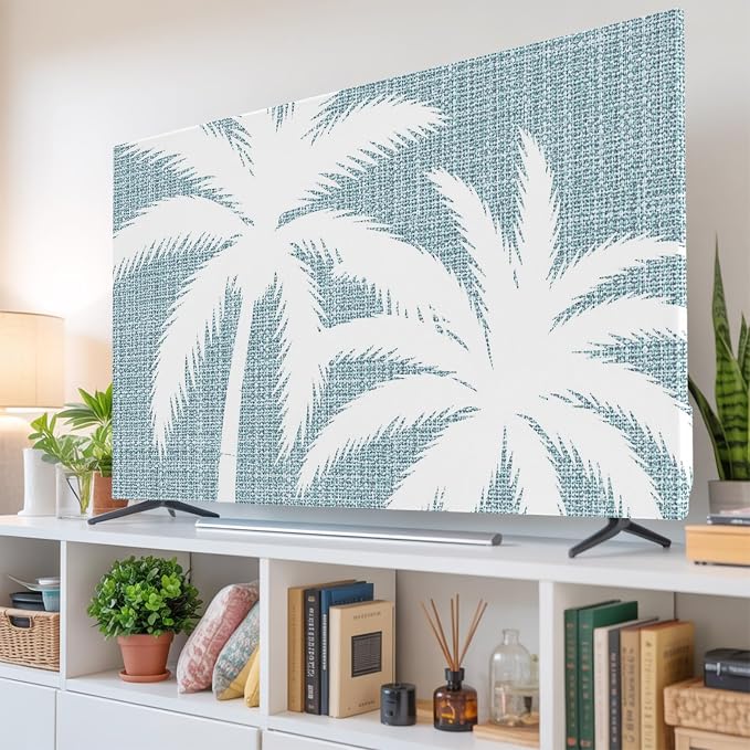 Summer Coastal Palm Tree Silhouette Indoor TV Cover, Elastic TV Screen - Image 6