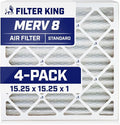 Filter King 15.25x15.25x1 Air Filter | 4-PACK | MERV 8 HVAC Pleated A/C Furnace by FilterKing