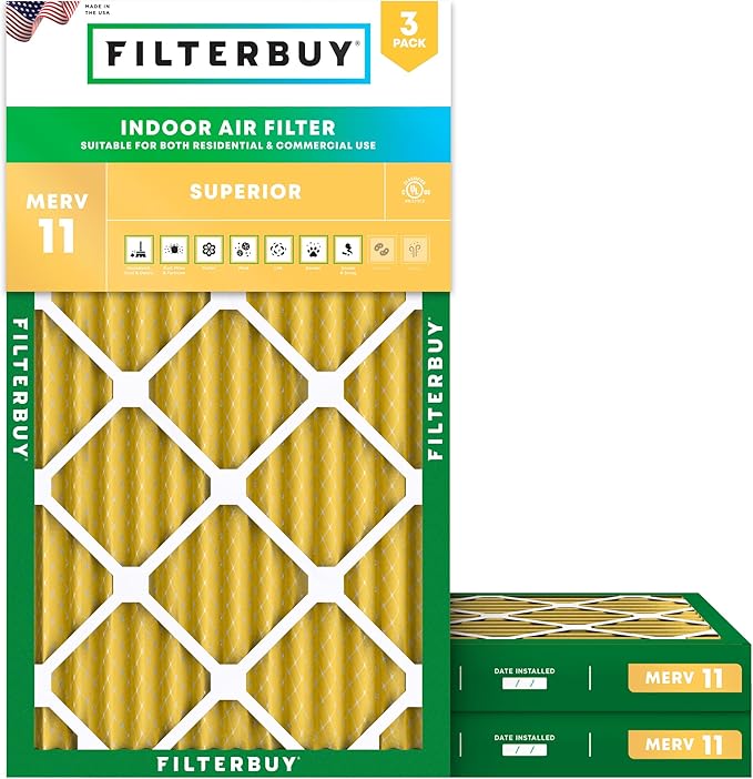 Filterbuy 10x20x2 Air Filter MERV 11 Superior Pet & Allergy Defense, by Filterbuy