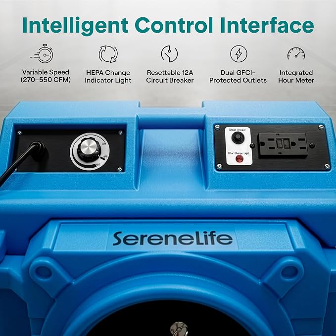 SereneLife Air Scrubber, Commercial HEPA 3 Stage Filtration System - Image 4