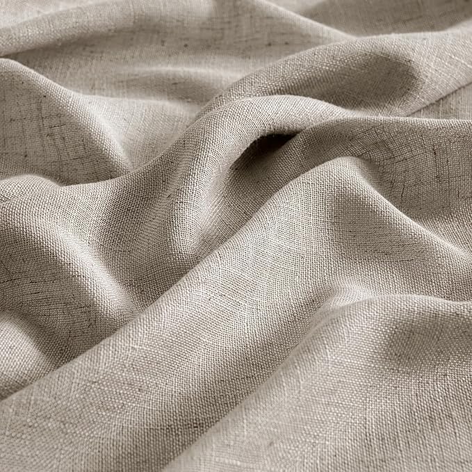MIULEE Burlywood Birch Linen Curtains 45 Inch Length 2 Panels for Bedroom Living Room, Soft Linen Textured Window Drapes Semi Sheer Light Filtering Back Tab Rod Pocket Farmhouse Burlap Look Decor