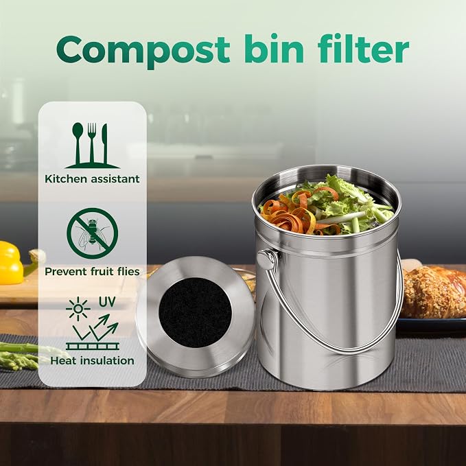 Fiber Cotton Activated Charcoal Compost Filters -7 Pack 7.3 Inch Round Odor - Image 5