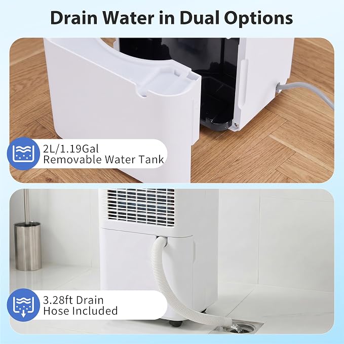 30Pints Dehumidifier with Drain Hose, 000 Sq.Ft Dehumidifier - Image 6