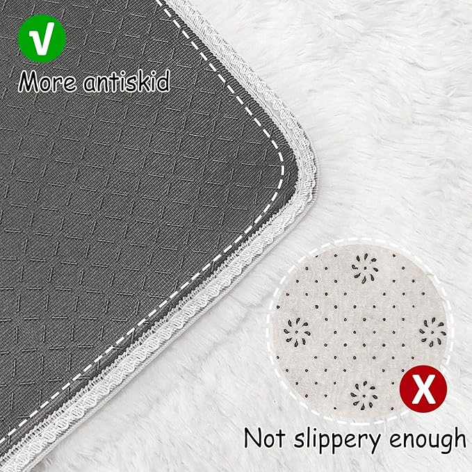 Runner Rug for Bedroom White 2x10ft Fluffy Area Rug Bedside Runner Rug for Kids Room Boys Teens Nursery Baby Living Room Dorm Home Decor Carpets Kid Sbedroom Rug