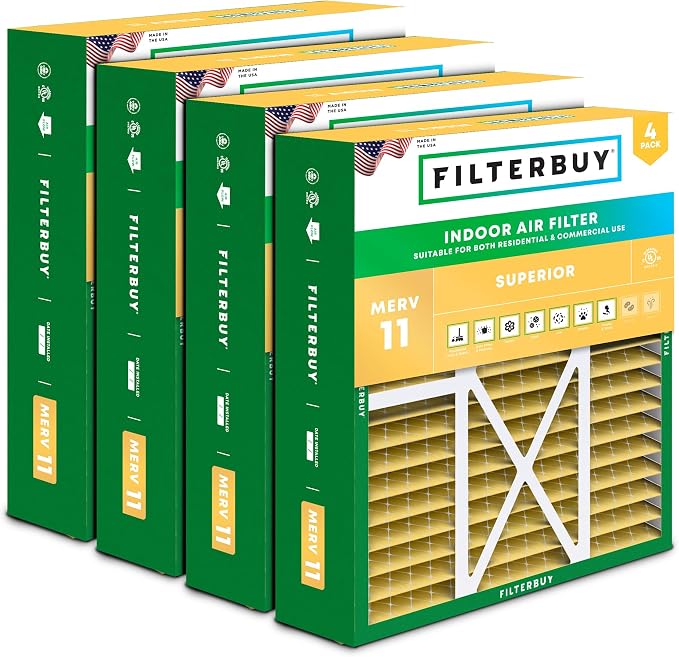 Filterbuy 16x20x5 Air Filter MERV 11 Superior Pet & Allergy Defense, Pleated by Filterbuy