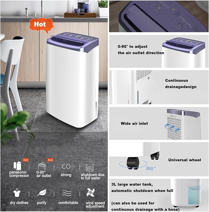 Air Purifying & Dehumidifier Combo, Home Dehumidifier, Dehumidifier - 16L/D - Image 4