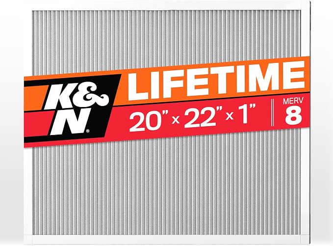 K&N 20X22X1 HVAC Furnace Air Filter, Lasts a Lifetime, Merv 8, the Last HVAC by KNEngineeringInc