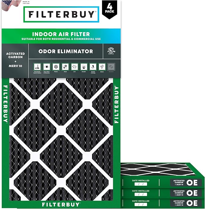Filterbuy 16x30x1 Air Filter MERV 10 Odor & Allergy Defense by Filterbuy