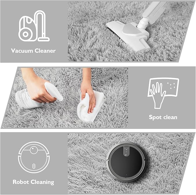 Shag Area Rug for Bedroom 3x5,Grey Fluffy Area Rugs for Living Room,Soft Fuzzy Rug Non-Shedding Indoor Plush Carpet for Kids Bedroom Nursery Dorm Home Decor