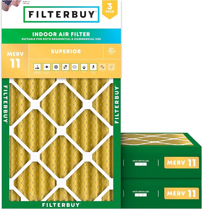 Filterbuy 14x25x4 Air Filter MERV 11 Superior Pet & Allergy Defense, by Filterbuy