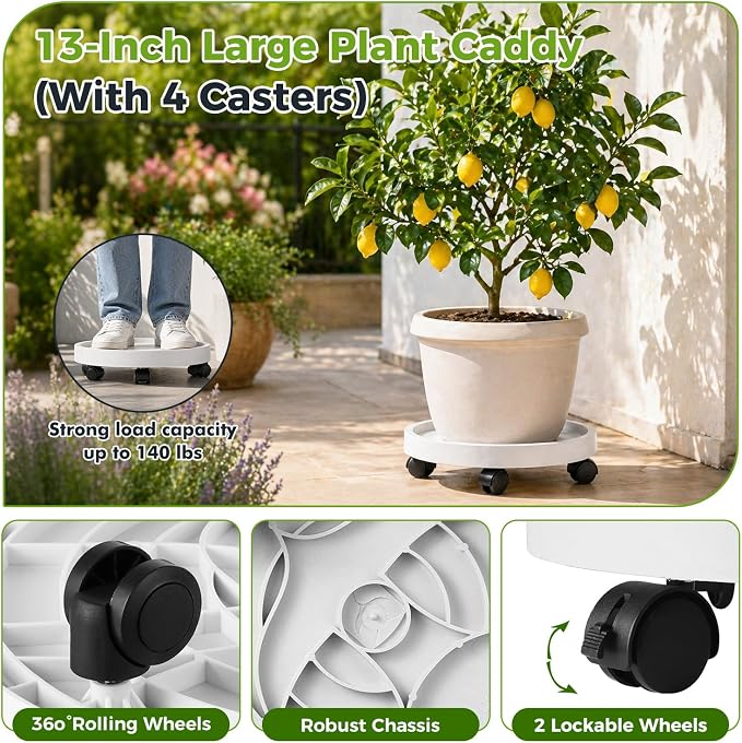 4 Pack 13 Inch Plant Caddy - Image 4
