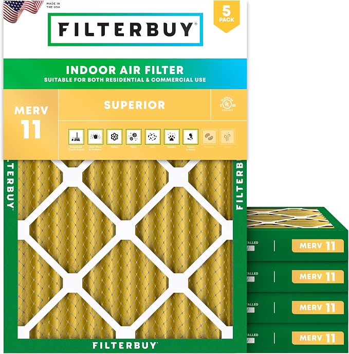 Filterbuy 14x20x2 Air Filter MERV 11 Superior Pet & Allergy Defense, by Filterbuy