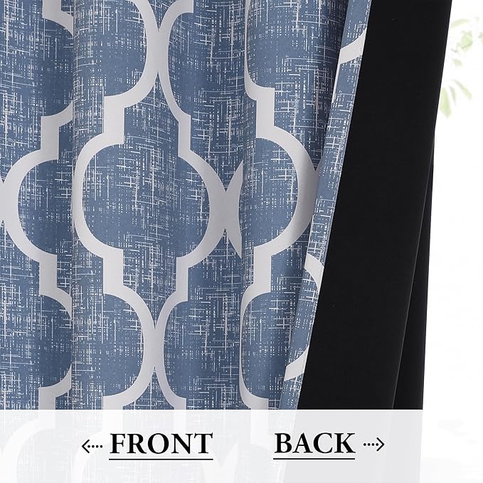 Beauoop Kitchen Cafe Valance Moroccan Tiles Print for Windows Geometric Small Blackout Curtains Room Darkening Rod Pocket Window Treatment for Living Room Bathroom,Blue, 50" W x 18" L, 1 Panel