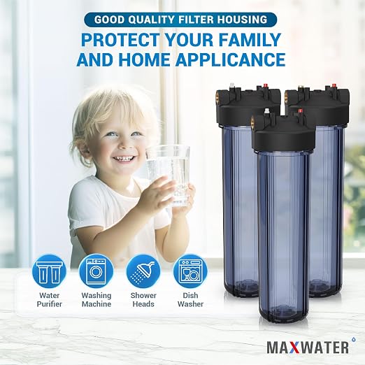 Max Water Whole House 20" x4.5" Purple Clear WH Water Filter Housing 1 inch - Image 7